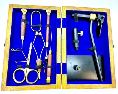 OLAX Attrezzi in legno kit legatura a mosca in una scatola di legno, visiera, rifinitore a frusta, utensili in legno