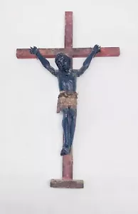 Antique carved wooden Crucifix Santo Spanish colonial style - Picture 1 of 11
