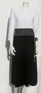 NEW $125 LRL RALPH LAUREN Black White Gray Paneled Stretch Knit Midi Dress US 12 - Picture 1 of 8
