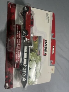 2011 Dodge Ram 2500 Pickup With Trailer & Bales CASE 1/64 ERTL Damaged Card - Picture 1 of 9