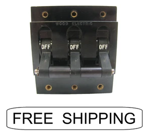Wood Electric 220-215-101 - 3 Pole - 15A - 250VAC Circuit Breaker, New Old Stock - Picture 1 of 4