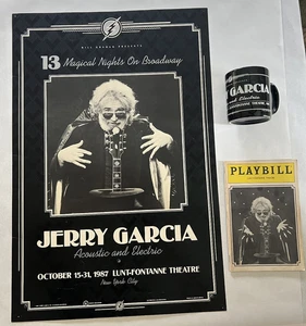 Jerry Garcia Poster Lunt-Fontanne Theatre Broadway 1987 Souvenir Mug & PlayBill - Picture 1 of 21