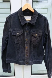 Ralph Lauren Denim & Supply Black Jean Trucker Jacket XL Cotton Utility Corduroy - Picture 1 of 9