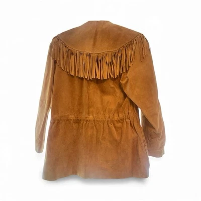 Chaqueta de cuero Scully para mujer con flecos occidentales talla 8 color, beige acetato satinado Foto 1 de 4