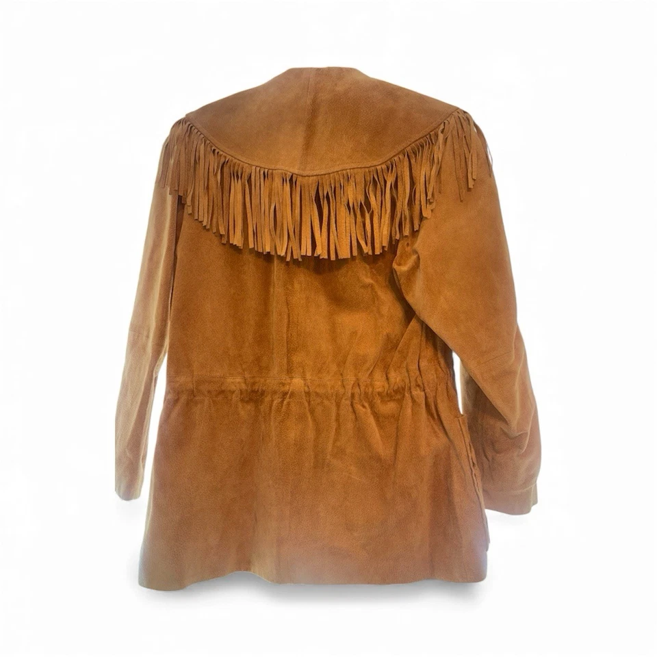 Scully Women’s Western Fringe Leather Jacket Size 8 Color, Beige Acetate Satin - Image 1 of 4