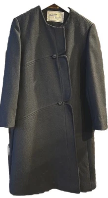 Abrigo de lana vintage para mujer Stegari New York - botones de cristal de peltre gris Foto 1 de 4