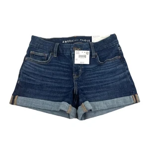 Pantalones Cortos American Eagle Next Level Elastizados Curvilíneos Midi 4/27 Denim Lavado Oscuro Nuevos con Etiquetas - Imagen 1 de 8
