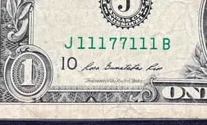 2013 $1 Dollar Bill 💸 #11177111 Extremely Cool Radar,Binary,6 of Kind VERYRARE - Picture 1 of 4