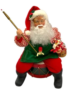 Vtg 1995 Holiday Creations Animated Santa Sitting on Drum Painting Toys Works - Picture 1 of 8
