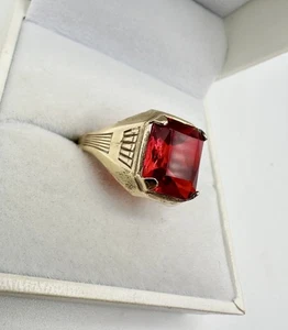 Antik Vintage goldfarben rotes Glas unsigniert Nachlassverkauf Gr. 10 geätzt Reparatur lesen - Bild 1 von 15