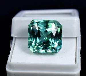 Green Montana Sapphire Asscher Cut 7-9 Ct Loose EGL Certified Natural Gemstone - Picture 1 of 5