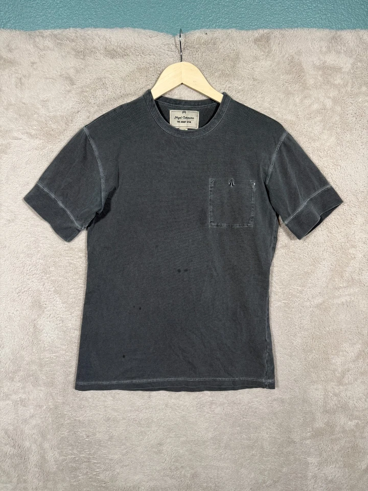 Camiseta Nigel Cabourn Para Hombre XS Gris El Ejército Gimnasio Algodón Orgánico Lavado Desteñido Foto 1 de 4