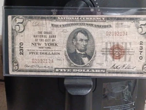 1929 5 Dollar National New York Chase National Bank Type 1 A Tough Find - Picture 1 of 4