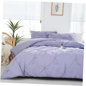 Size Comforter Set - 3 Pieces Comforter Set, Pintuck King Lavender Purple - Picture 1 of 7