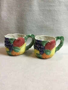 Fitz and Floyd Handpainted Fruit Mugs - Set of 2 - Picture 1 of 6