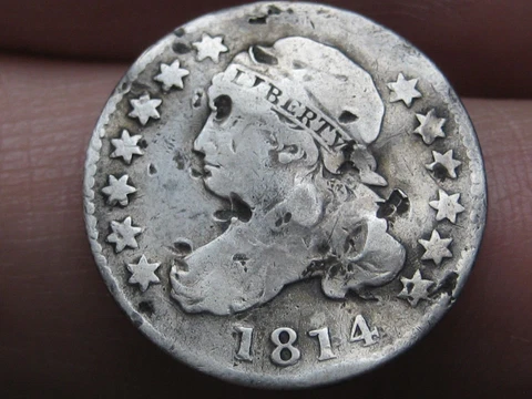 1814 Capped Bust Silver Dime- Large Date- Fine Details Cover