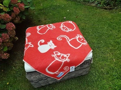 Kinderdecke/ Wendedecke***100% Lambswool***Katze rot**neu - Bild 1 von 3