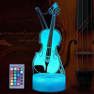Violin Night Light, Violin Gifts, Cello 3D Illusion Lamp with 16 Colors Changing - Picture 1 of 6