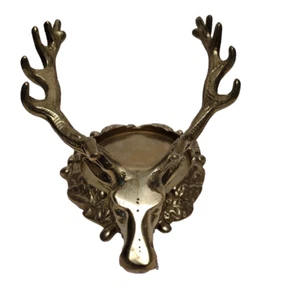 Stag Deer Elk Head Pillar Candle Holder Silver Plated 4" Tall 6" Long - Picture 1 of 7