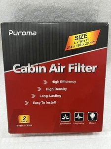Cabin Air Filter Puroma 2 Pack TCF285 - Picture 1 of 7