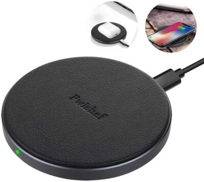 Leather Wireless Charger, 10W Aluminum Alloy Wireless Charging Pad Compatible wi - Image 1 of 4