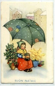 MARIAPIA Girl Flowers seller under Umbrella Childrens PC Circa 1940 A - Picture 1 of 1