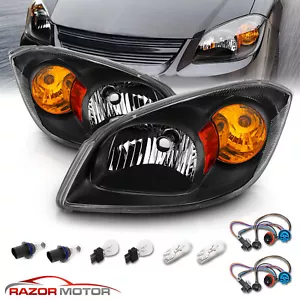 2005-2010 Fit Chevy Cobalt 07-09 Pontiac G5 05-06 Pursuit Euro Black Headlights - Bild 1 von 9