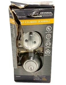 Universal Hardware Commercial Single Cylinder Deadbolt Satin Chrome UH40055 - Picture 1 of 5