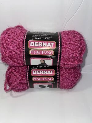 Bernat Ping Pong Yarn 2 Skeins Color Pink Power Weight 1.75 Ozs New - Image 1 of 4