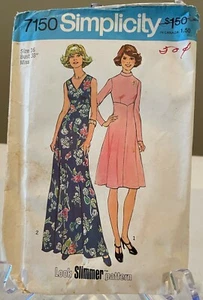 VINTAGE 1970'S SIMPLICITY 7150 LADIES DRESS SIZE 16 BUST 38" - Picture 1 of 2