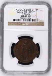 GREAT BRITAIN Wiltshire Holt c1790s Halfpenny Conder Token D&H-6 NGC MS63 - Picture 1 of 5