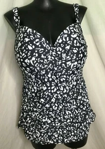 AUTOGRAPH BLACK "ANIMAL PRINT" CROSS OVER TANKINI TOP ONLY-SIZE 26 NEW SALE - Picture 1 of 9