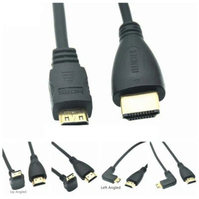 0.5M Angle HDMI Male TO Mini HDMI Male Plug Cable Cord Video Adapter Connector - Image 1 of 4