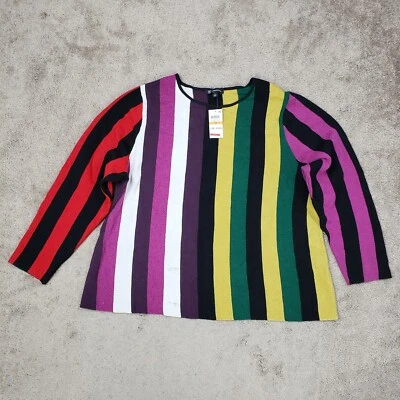 Inc Plus Size Striped Sweater Magenta Flame - 3X - Image 1 of 4