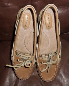 WOMENS SHOES SIZE 7.5 M Sperry Top-Sider ANIMAL SEQUIN  PRINT TOPSIDERS - Picture 1 of 3