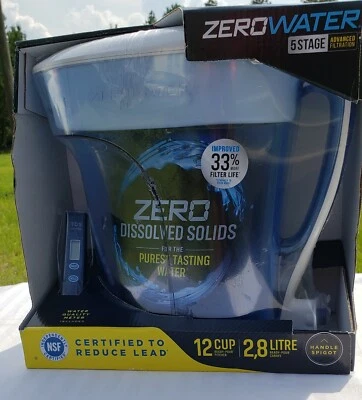 PITCHER "Zero Water" 12 Cup Capacity 5 Stage Pitcher with free TDS meter "New" - Image 1 of 4