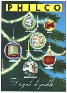 PUBBLICITA' 1954 PHILCO ELETTRODOMESTICI ARREDAMENTO NATALE ALBERO REGALI - Foto 1 di 1