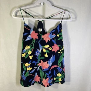 J CREW black multicolor floral scalloped v-neck spaghetti strap racer back top 8 - Picture 1 of 8
