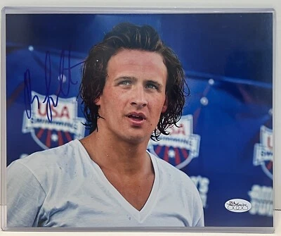 Foto autografada assinada por Ryan Lochte 8X10 nadador olímpico JSA CERTIFICADO DE AUTENTICIDADE Bom! - Imagem 1 de 3