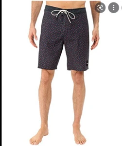 NEW RVCA Particle black swim trunks board shorts sz 34 mid length 19" - Picture 1 of 3