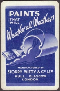 Playing Cards Single Card Old Vintage STORRY WITTY PAINTS Advertising Brush Tin - Picture 1 of 3