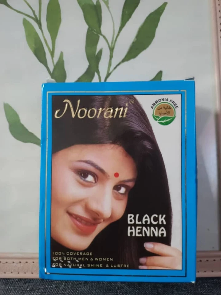 Color de pelo Noorani Hennai años 6 x 10 g color negro (1 caja) SIN AMONÍACO Foto 1 de 3