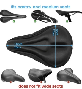 Bike Saddle Universal Cover For Narrow & Medium Saddles In Black - Picture 1 of 7