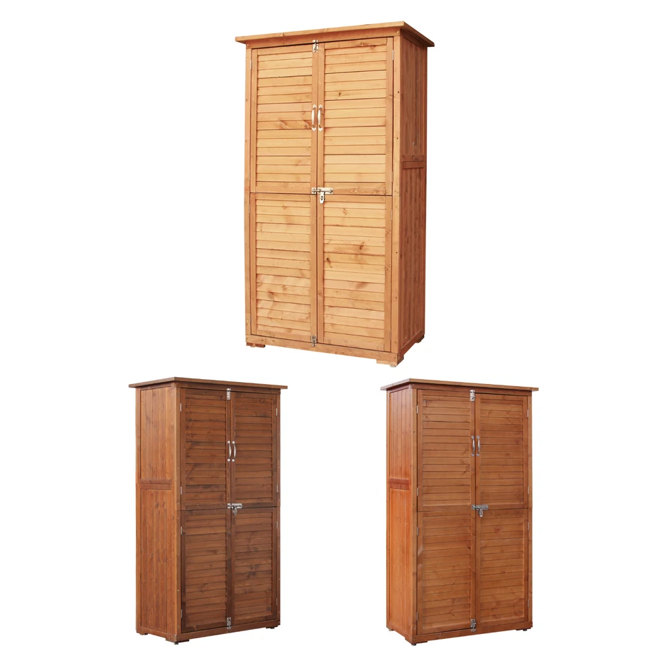 Beneouya Outdoor Wooden Storage Cabinet with Lockable Door,Tool Shed for Patio