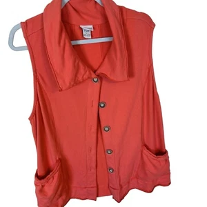Nomadic Traders Artsy Hooded Vest Top Boho Hippie Wood Buttons Flare Womens Sz L - Picture 1 of 12