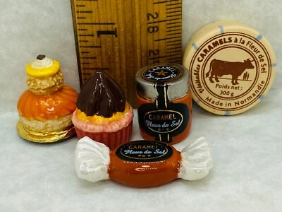 Caramel Pastries Candy Sauce Desserts Cupcake French Feves  Dollhouse Miniatures - Image 1 of 4