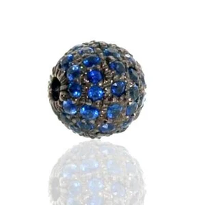 Espaciador de bolas de zafiro azul discoteca encontrado plata de ley 925 - Imagen 1 de 4