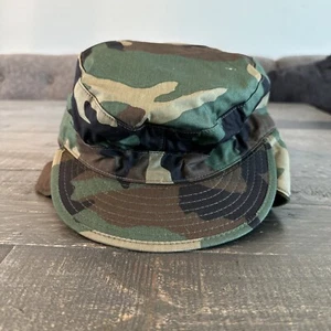 Atlas US Military Issue Woodland Class 1 Camouflage Cap Sz 7 1/4 w/Ear Flap - Picture 1 of 9