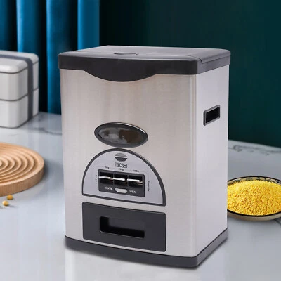 Dispensador automático de arroz de 10 kg/22 libras contenedor de alimentos de grano grande caja de almacenamiento NUEVO Foto 1 de 4