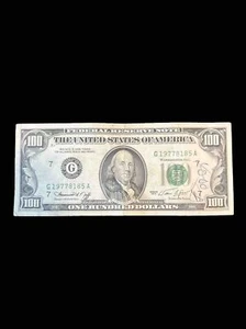 Small Face $100 bill (One Hundred Dollar Bill) - Series 1974 - Picture 1 of 2